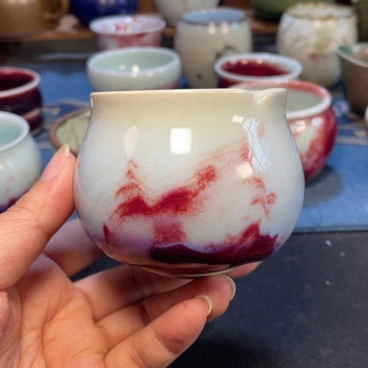 摆件钧瓷玉石釉手工玉兰杯