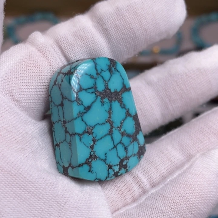 绿松石未镶嵌珠宝奇石网花平安无事牌卡34*25.7*13mm