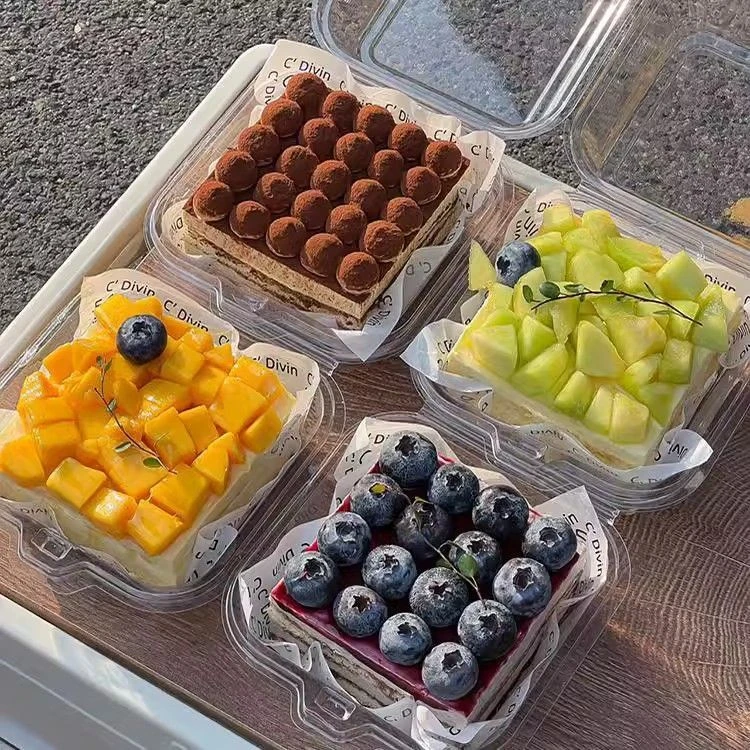 方形蛋糕盒网红一次性透明防雾蛋糕盒甜品便当野餐提拉米苏包装盒