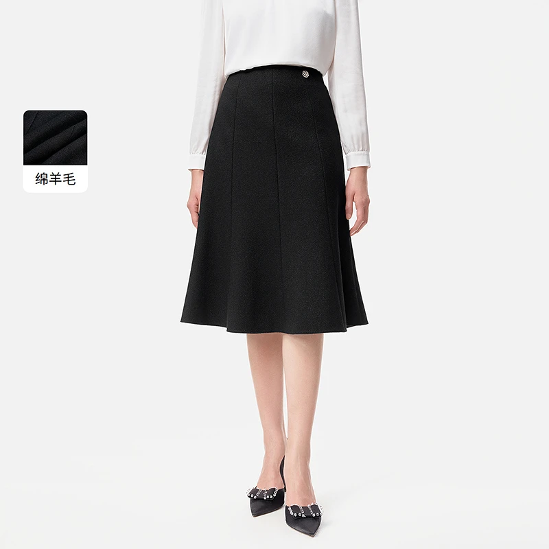 轻暖绵羊毛|A字摆鱼尾|优雅通勤风|25秋新品珂莱蒂尔半裙KW03798