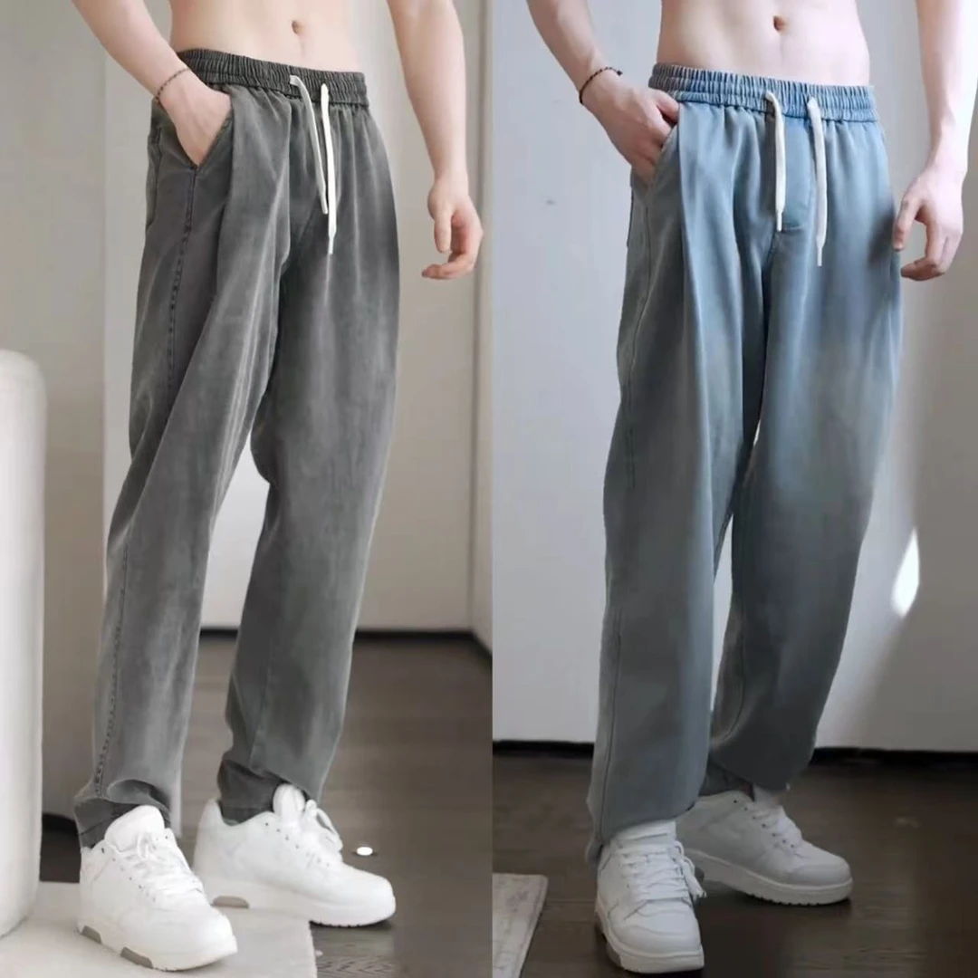 夏季凉感莱赛尔天丝男士轻薄牛仔裤简约百搭宽松休闲男裤