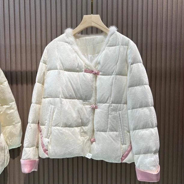 2304 撞色提花毛边领外领外套