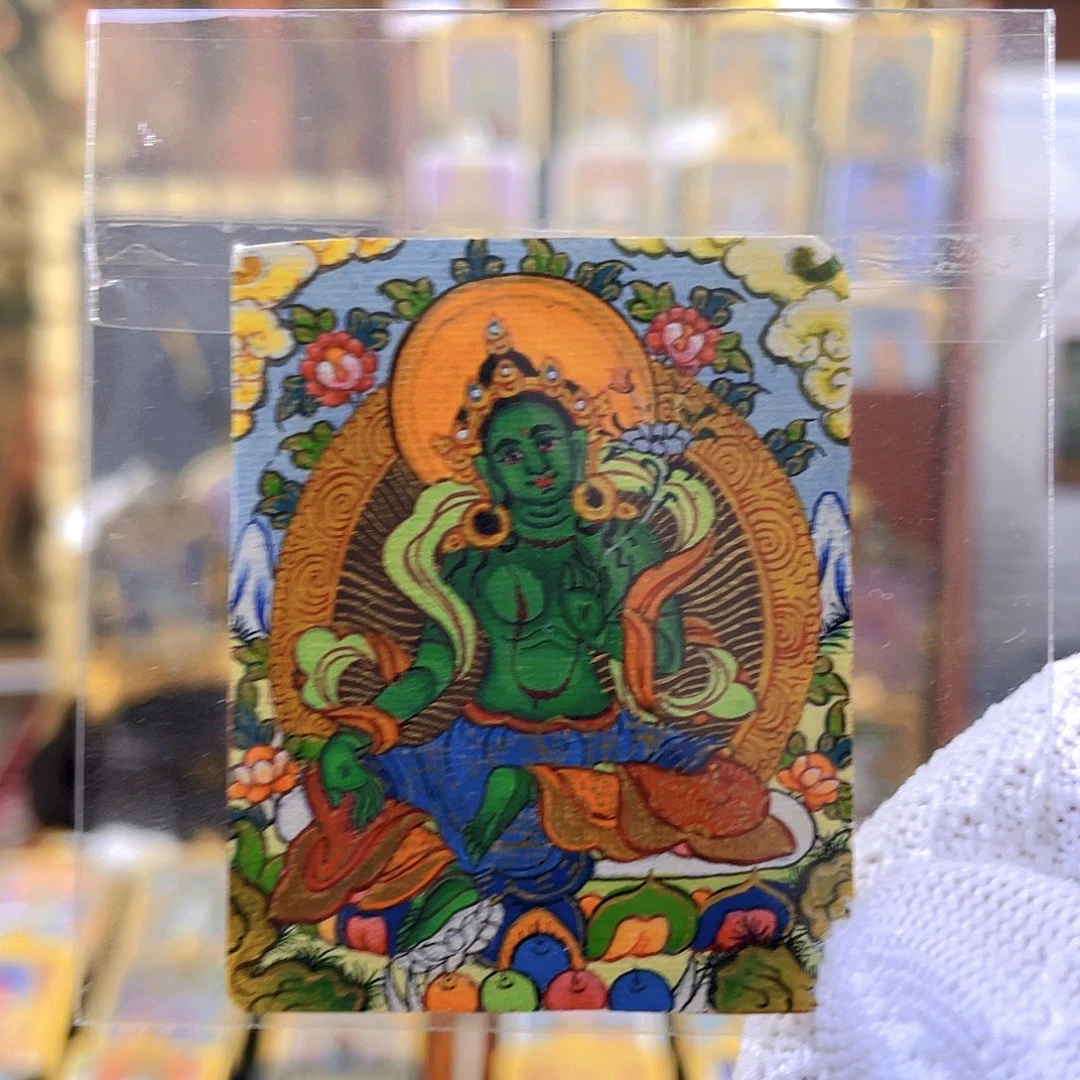 吊坠尼泊尔纯手绘小精品绿度母唐卡