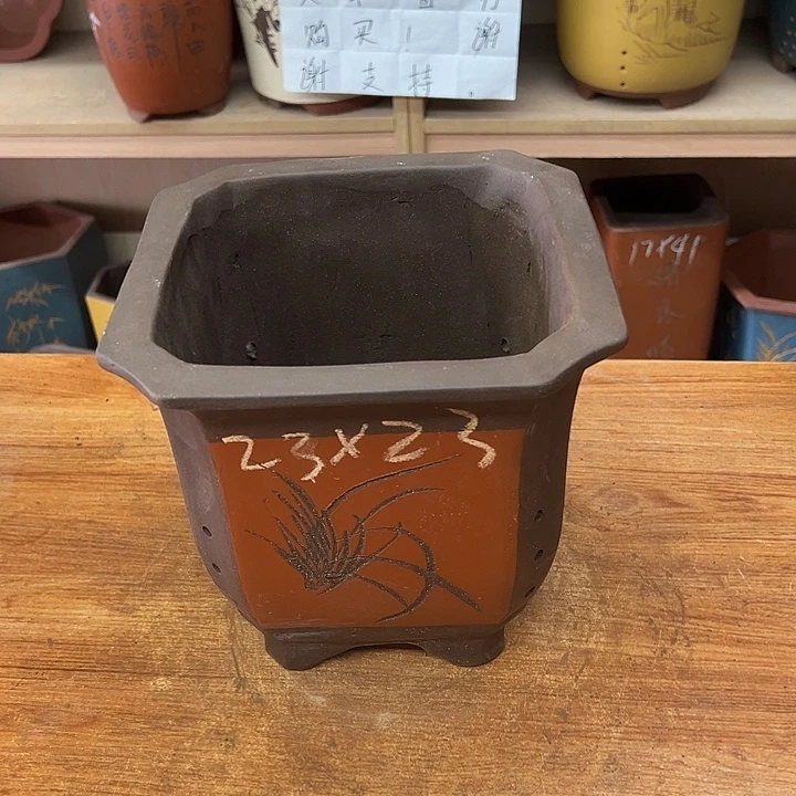紫砂花盆，透气花盆