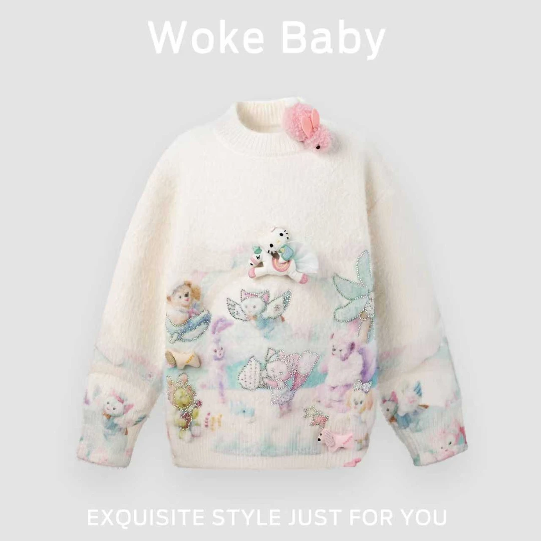 女童秋冬毛衣可爱针织衫加厚卡通上衣汉服FA5097