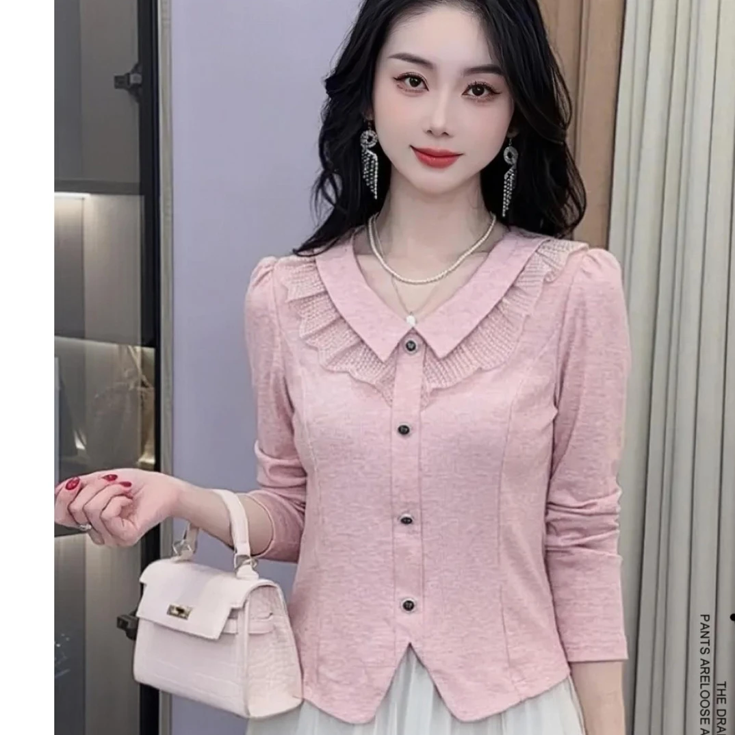 A8773秋季新款T恤长袖V领显瘦减龄百搭洋气上衣T恤