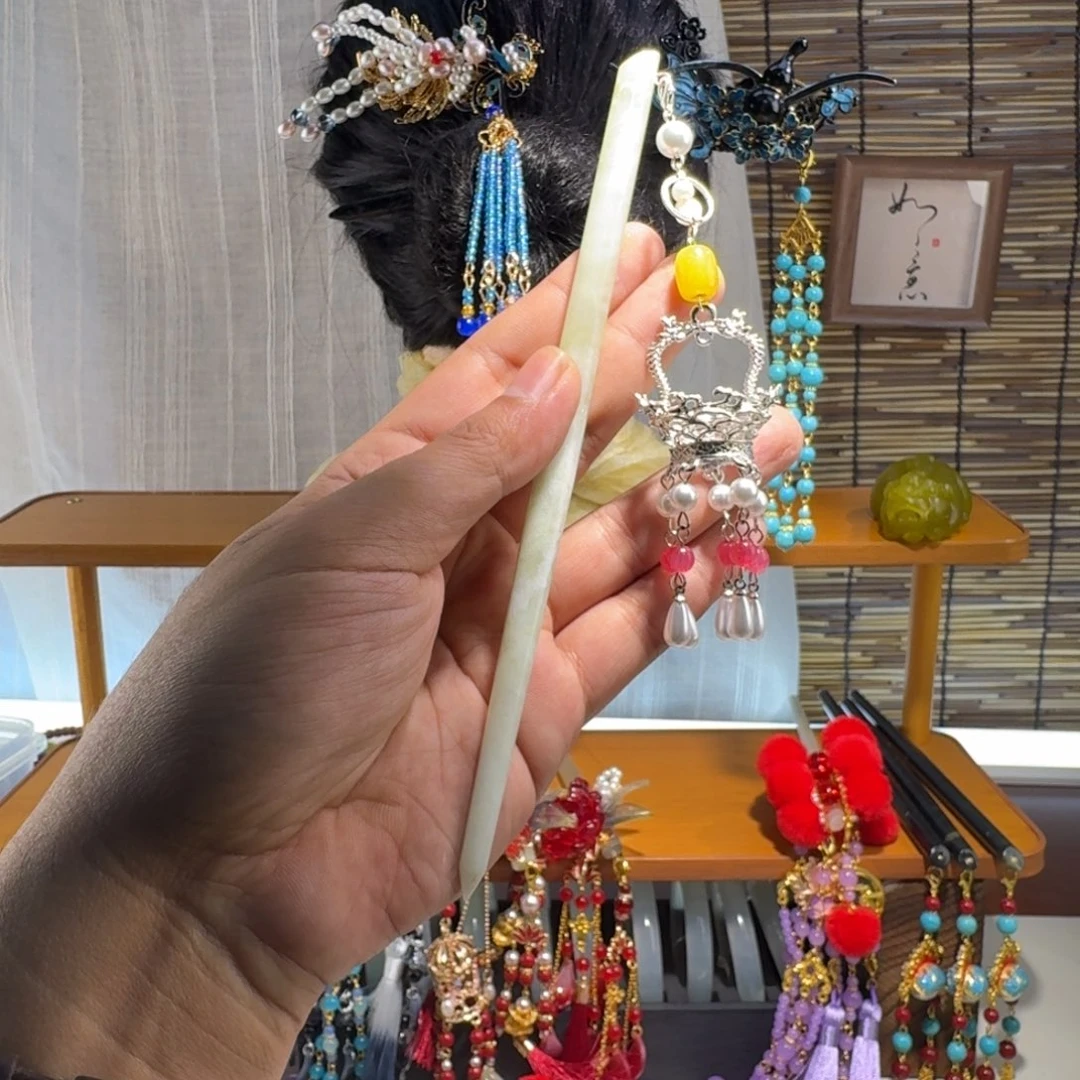 蛇纹石玉合金发饰