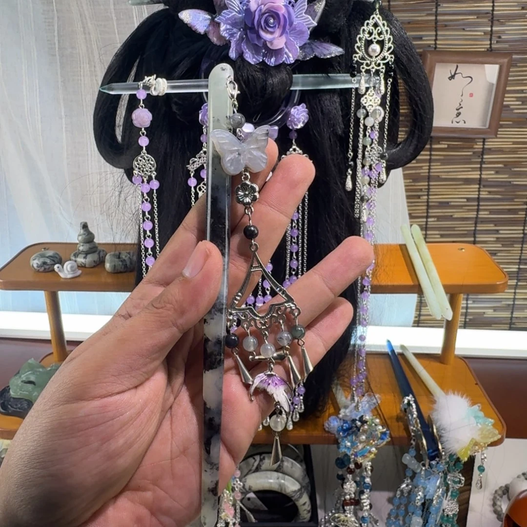 蛇纹石玉合金发饰