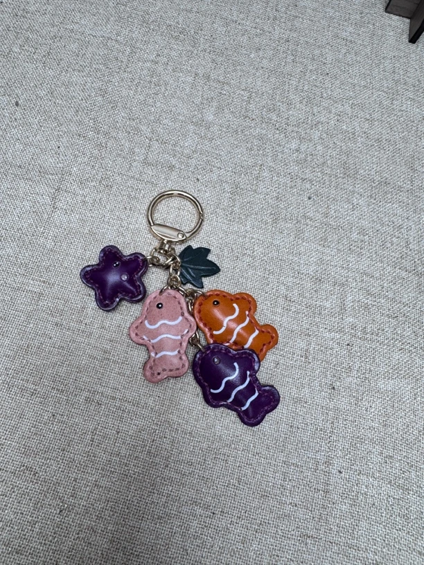 头层牛皮多彩小胖鱼挂饰