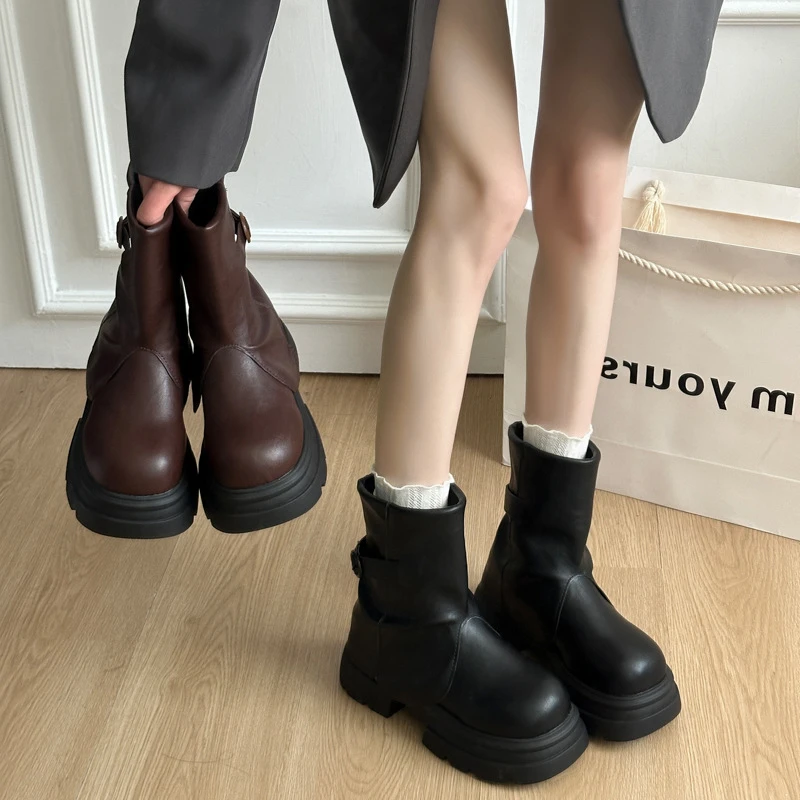 厚底美拉德马丁靴女2025年新款秋冬季复古英伦风马丁靴堆堆裤管靴