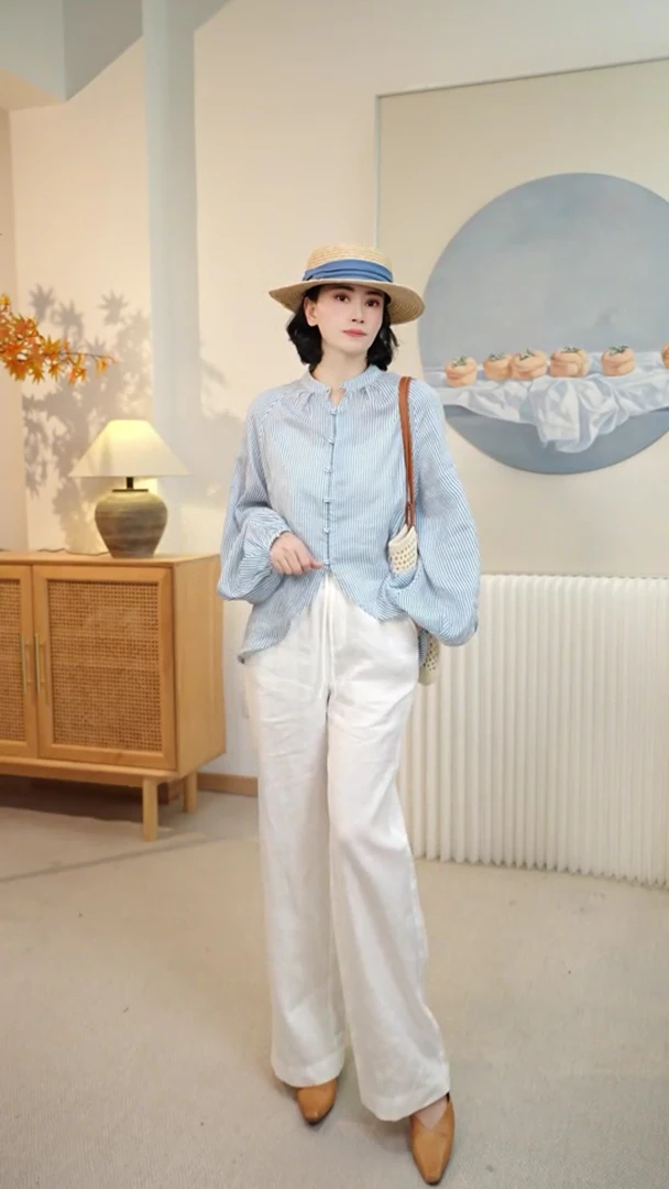 【白色亚麻裤】100%亚麻夏日休闲百搭裤250101