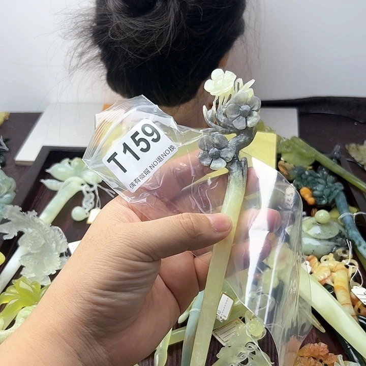 蛇纹石玉发饰合金欣*