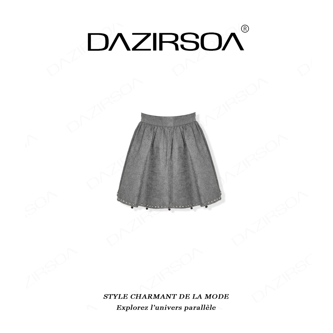 “柔韧肌理”时尚百搭拼接立体钉钻洋气半身裙 AA589