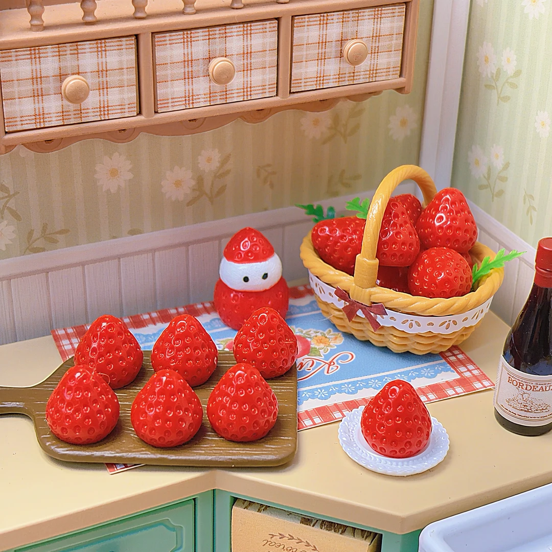 朵儿定制-迷你立体草莓-微缩食玩配件奶油胶树脂diy百搭爆款