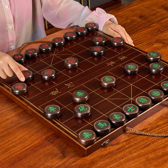 象棋中国象棋儿童实木带木质棋盘成人大号可携式棋子金丝楠木黑檀