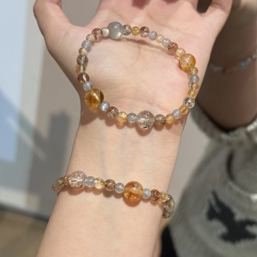 【从心】天然水晶手串超七黄塔晶灰月精致礼物时尚女士手串原创