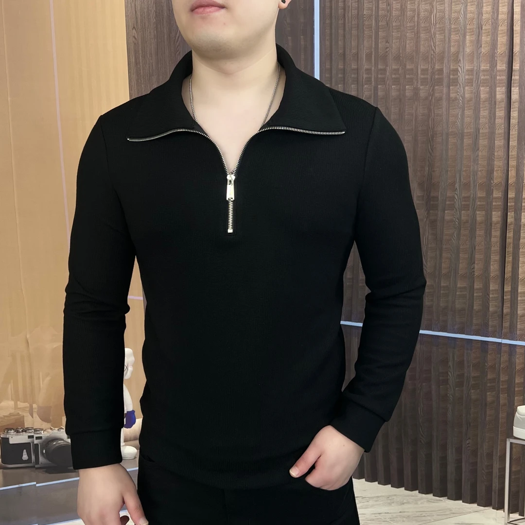 男士半拉链长袖秋季针织立领卫衣休闲潮流轻奢百搭男装个CLY-56