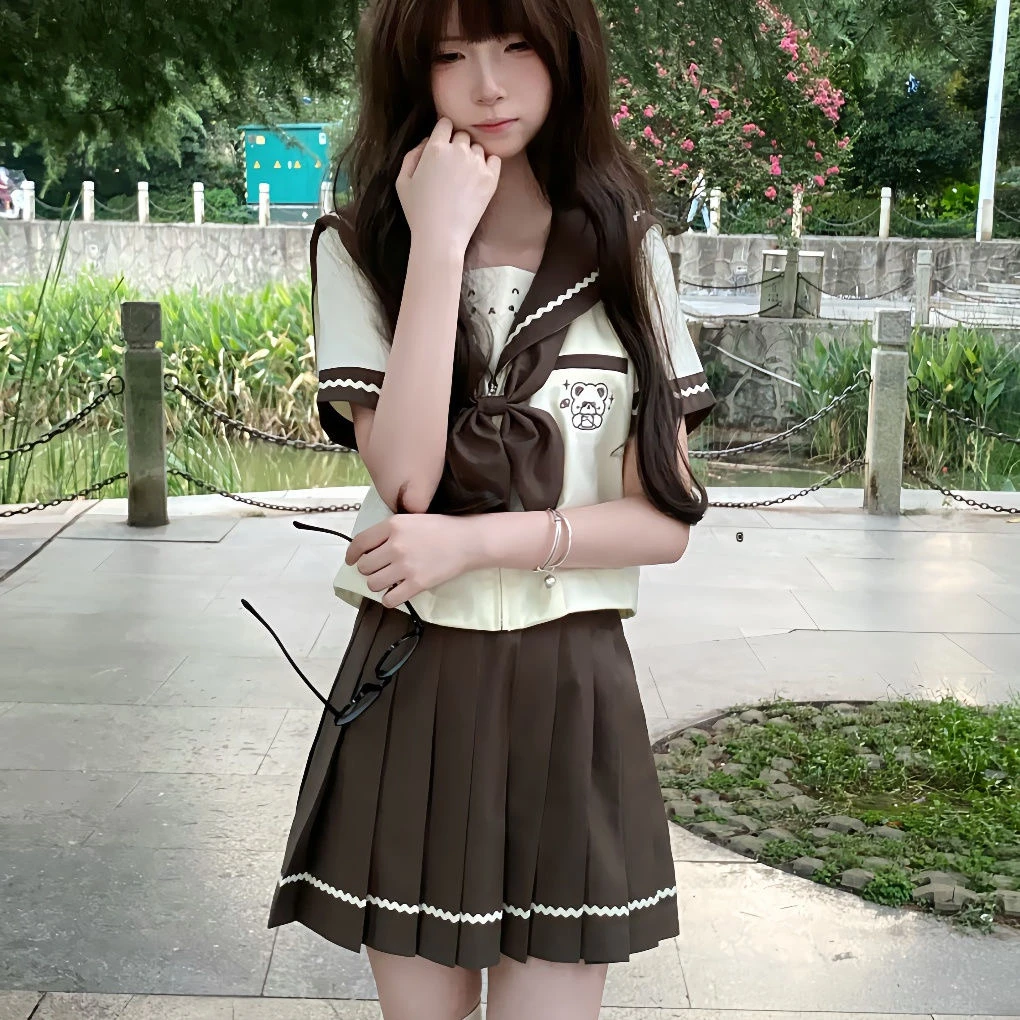 【羔羔熊】知半城正版原创jk幼稚园长短袖水手服制服甜美可爱套装