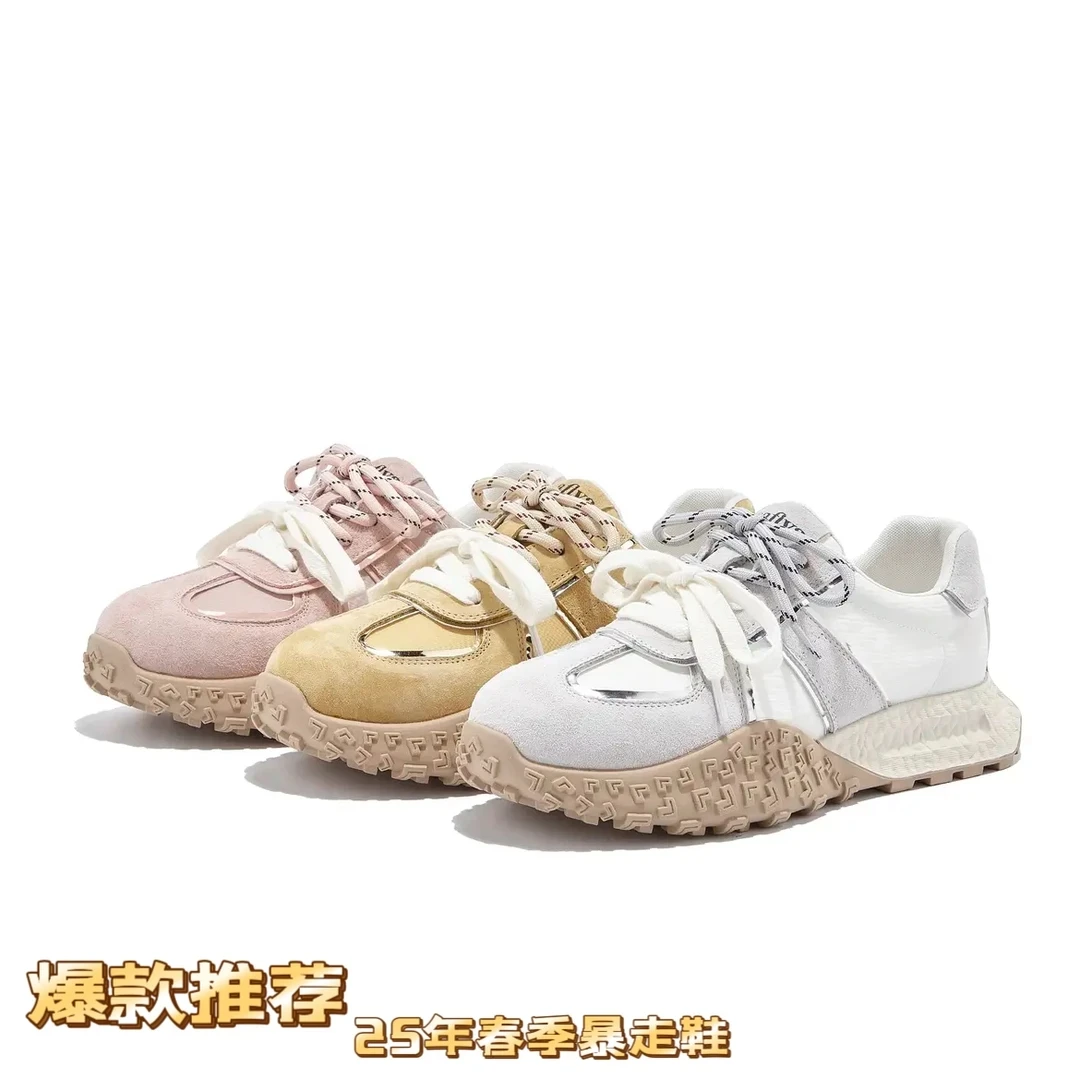 B111运动鞋低帮时尚休闲鞋全皮厚底增高德训鞋春季阿甘鞋厚底系带