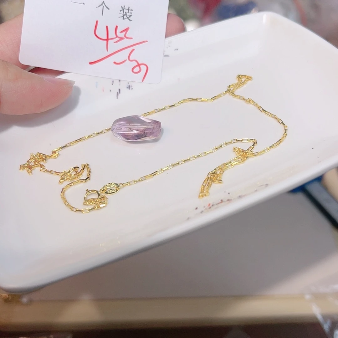 紫晶珠宝半成品银S925镀金镶嵌179