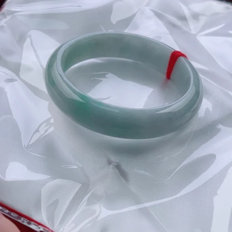 未镶嵌手镯翡翠57.8微瑕石筋48小时鉴赏微棉