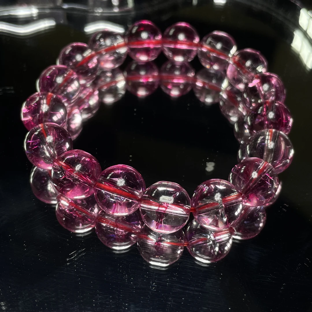 211粉色卡12MM单圈手串