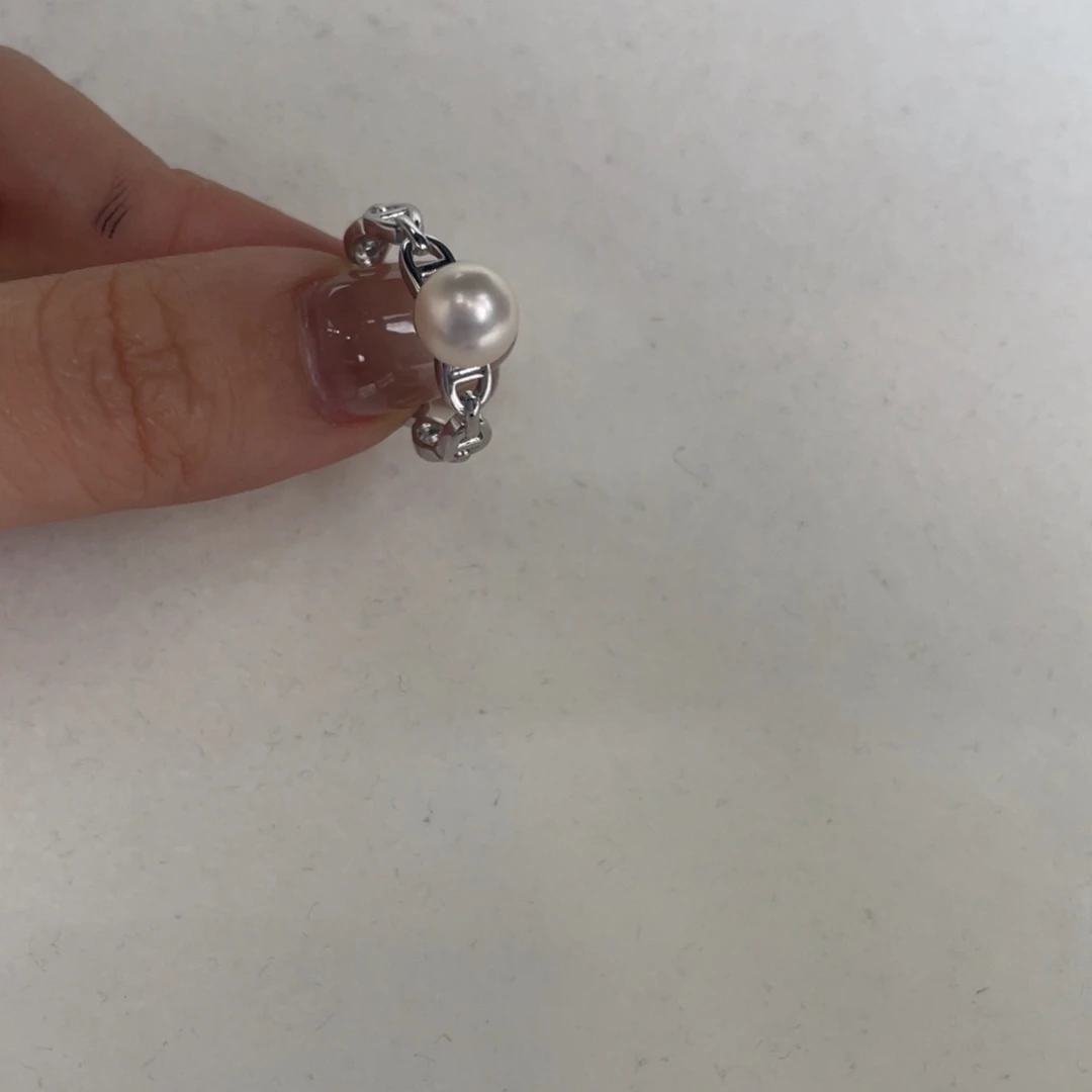 银S925镶嵌戒指海水珍珠