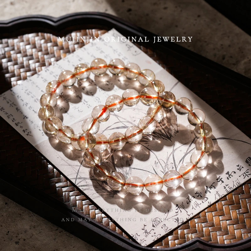 【木槿槿】天然金发晶约10m水晶手串女款百搭手链CC1158多样性发一