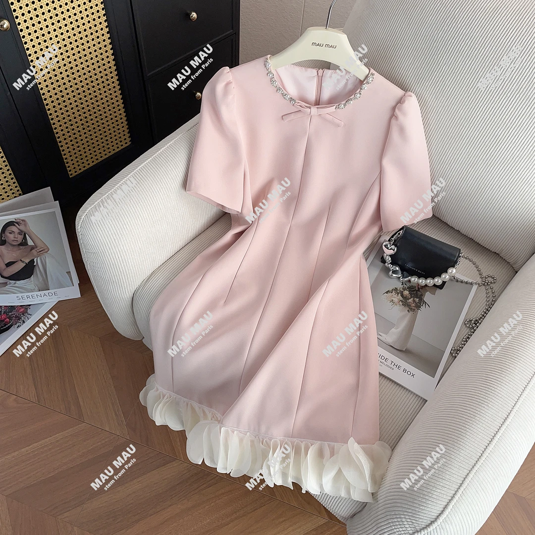 夏季小个子收腰修身裙甜美显瘦夏季少女法式连衣裙女DY6449