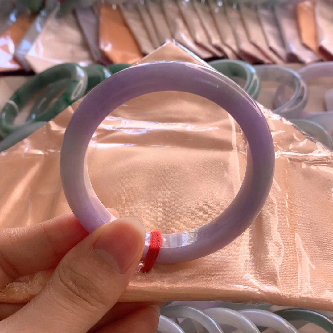 翡翠未镶嵌手镯紫色54.6