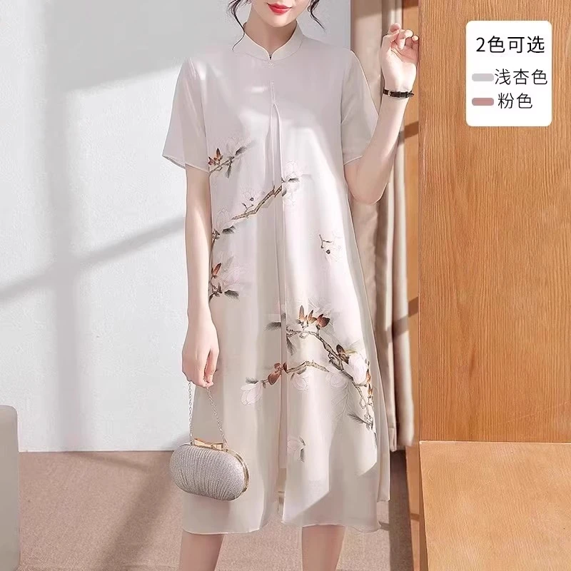 妈妈夏装新款新中式连衣裙母亲节衣服50岁中老年女装改良旗袍裙子