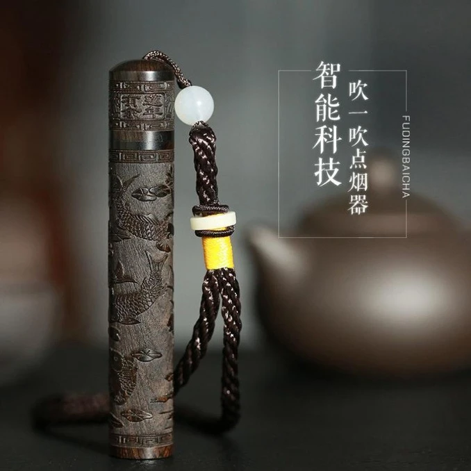 黑檀木火折子一吹即燃打火机电弧创意抖音高档防风男士充电点烟器