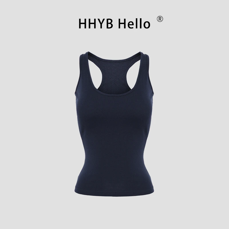HHYB Hello2025春夏新款百搭带胸垫深U领工字背心吊带253048