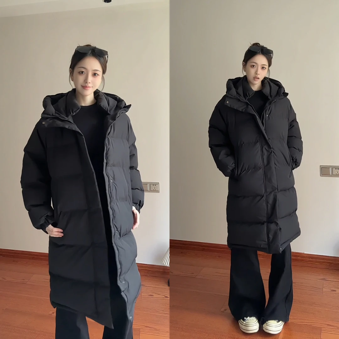 抗寒防风中长款棉服男款冬季美式高级感过膝连帽棉衣加厚保暖外套