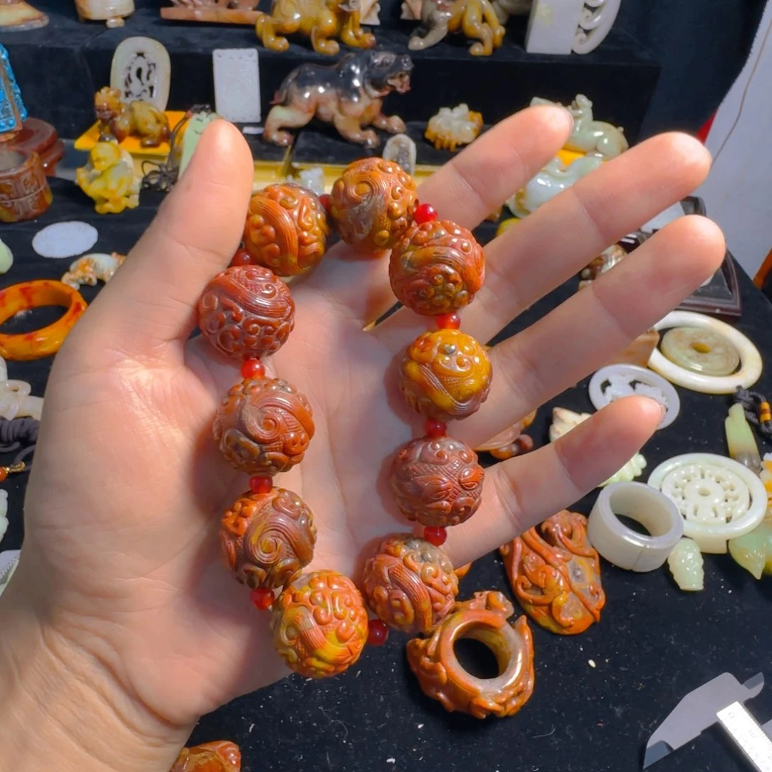 大***刚手链未镶嵌和田玉（糖玉）