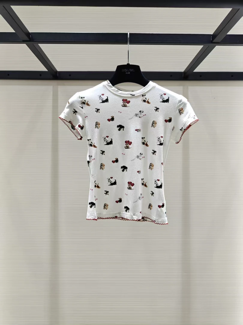MO夏季新款小狗印花休闲百搭圆领短袖T恤 LT2511321