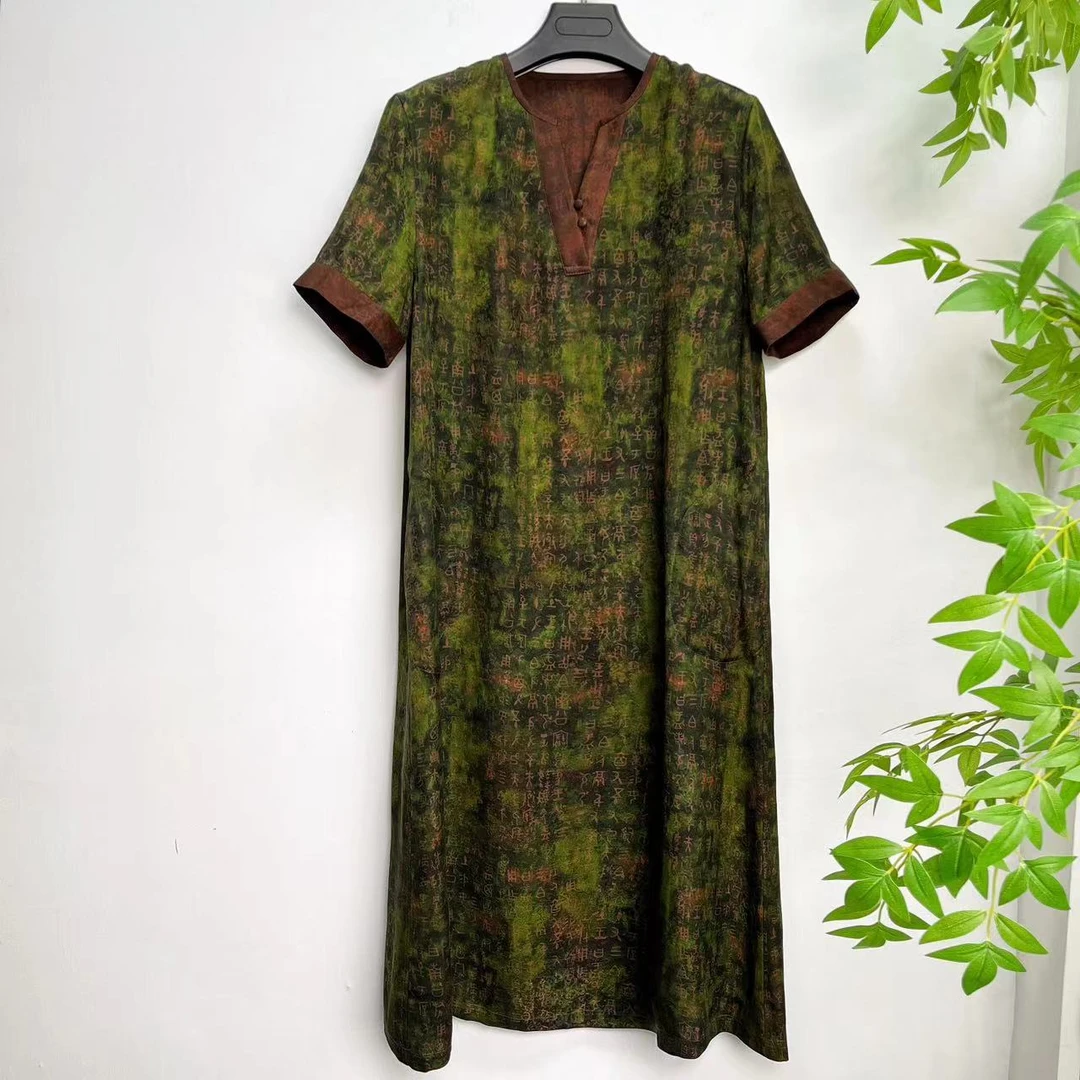 【佳鑫香云纱】桑蚕丝香云纱设计师气质款连衣裙JXSC-25277