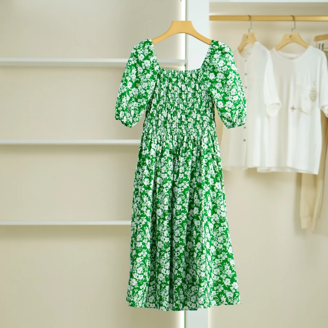 麦迪尚品 Z1262-5  女装夏季碎花连衣绿色097品牌折扣撤柜