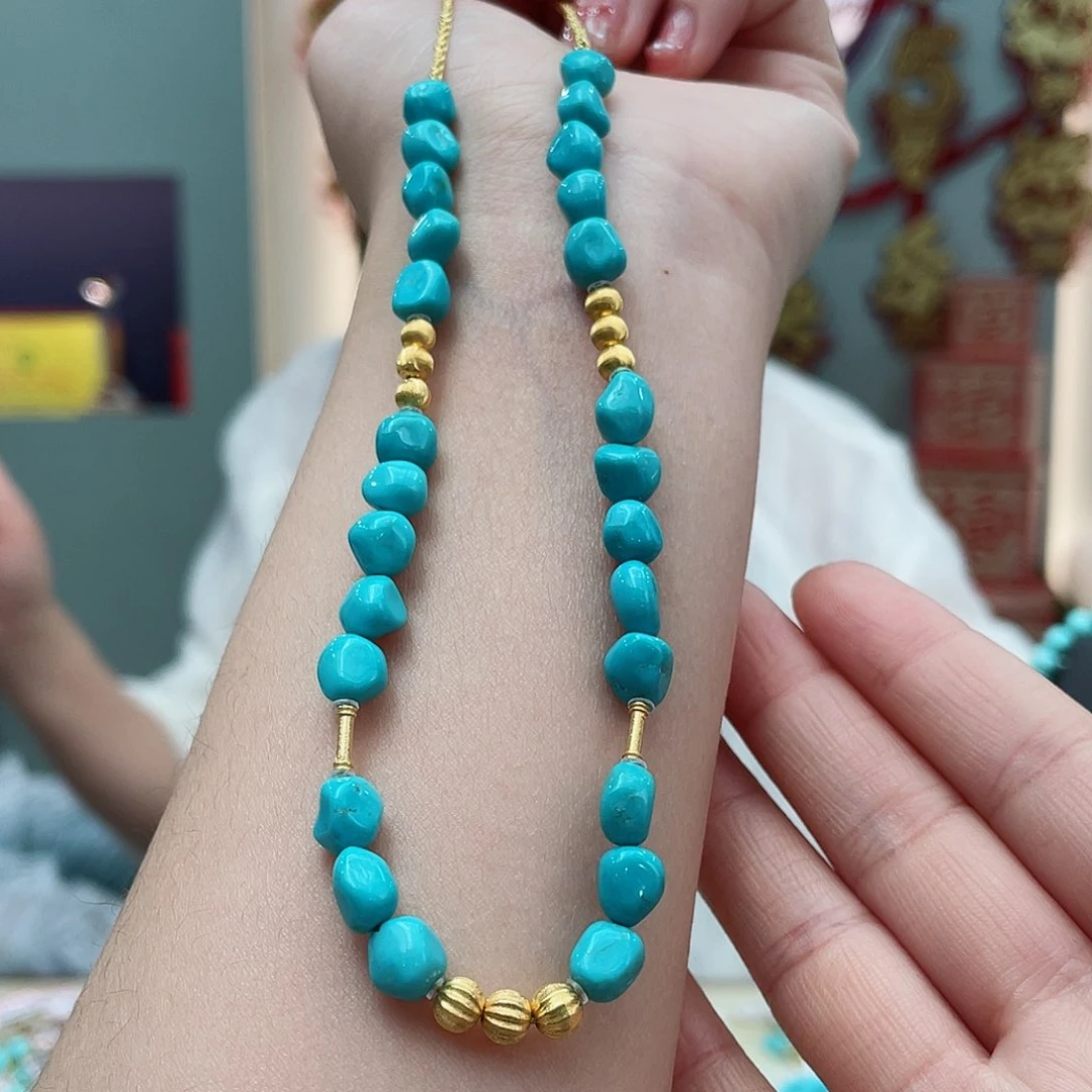 绿松石颈饰18K金镶嵌