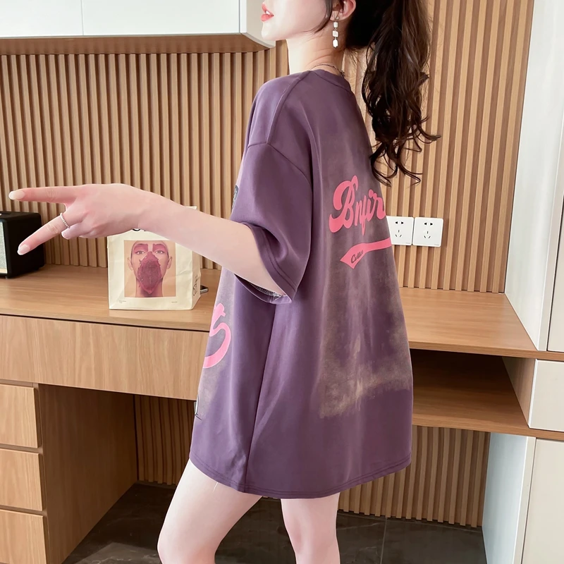 设计感小众纯棉短袖T恤女夏季2025爆款韩版宽松大码显瘦上衣ins潮