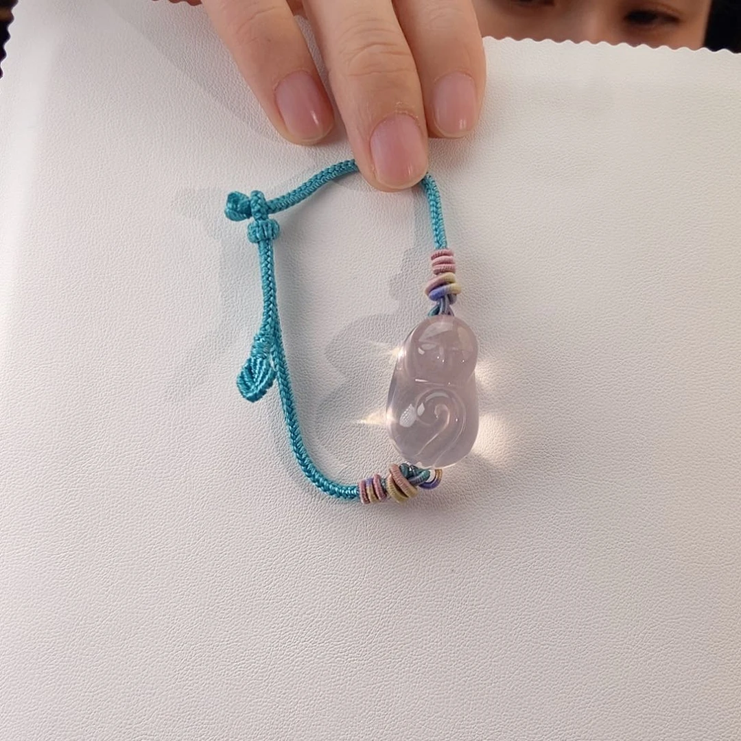 未镶嵌手绳水晶天然莫桑比克星光粉晶兔子手绳