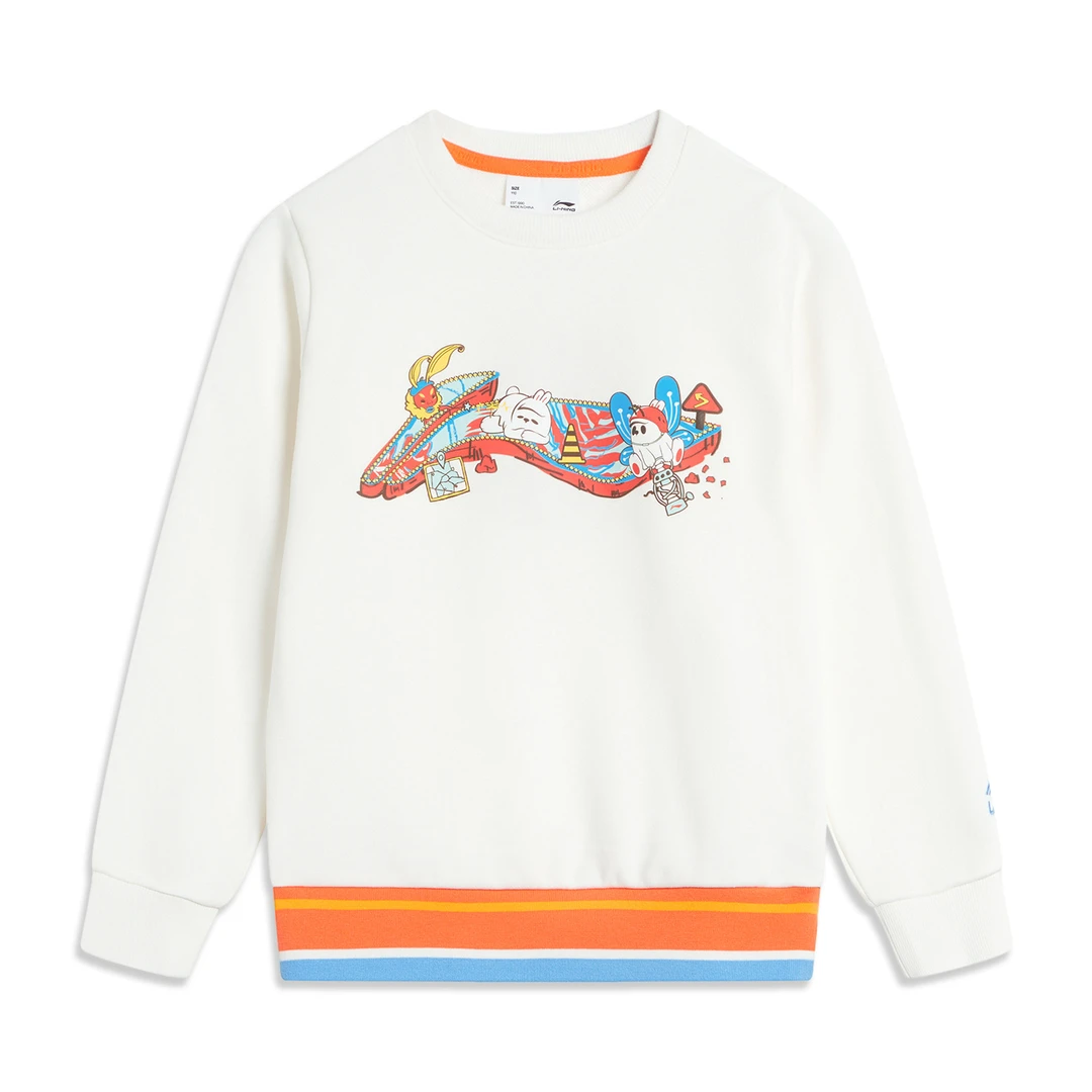 《直播》李宁2023新款儿童印花休闲针织圆领套头卫衣YWDT322