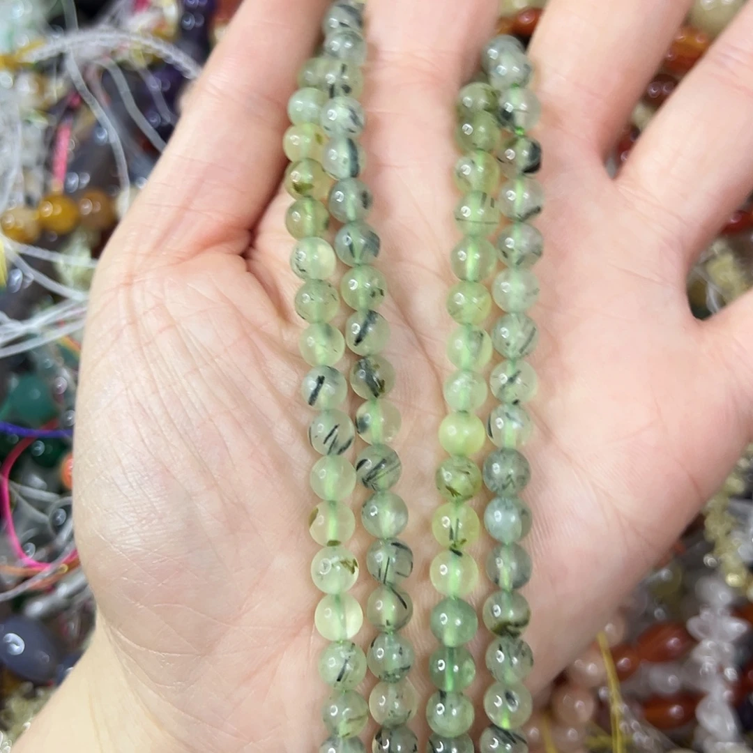 玛瑙/玉髓未镶嵌珠宝半成品，卡6葡萄石一条