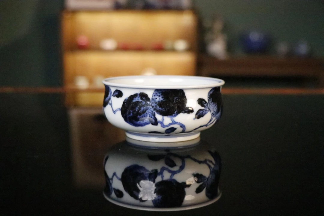 小卿亭青花矾红局外人炉式杯立明堂茶具陶瓷家用中式