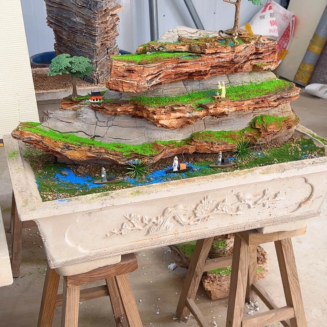 八*G天然奇石鱼缸造景o