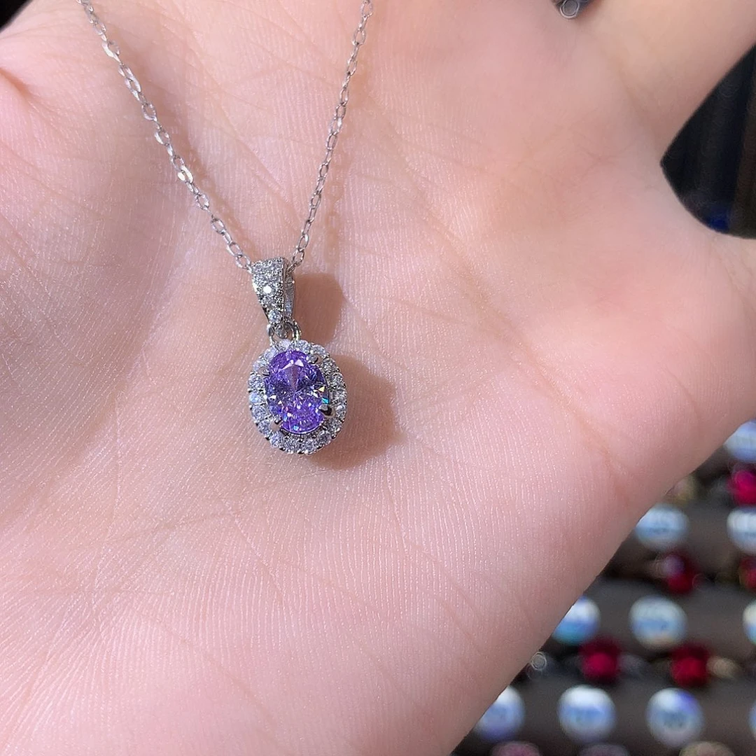 颈饰银S925镶嵌碧玺白57