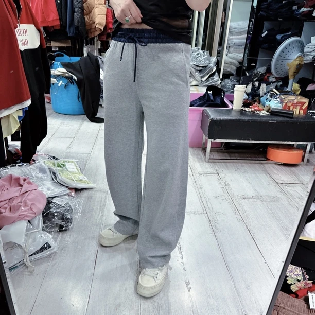 时尚百搭小直筒撞色松紧腰休闲裤6603品