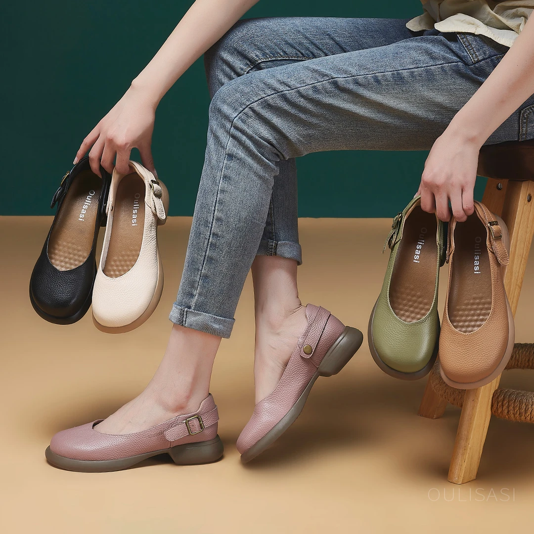 丨遇见-优雅丨3公分中跟两穿升级版 头层牛皮2025防滑女单鞋607