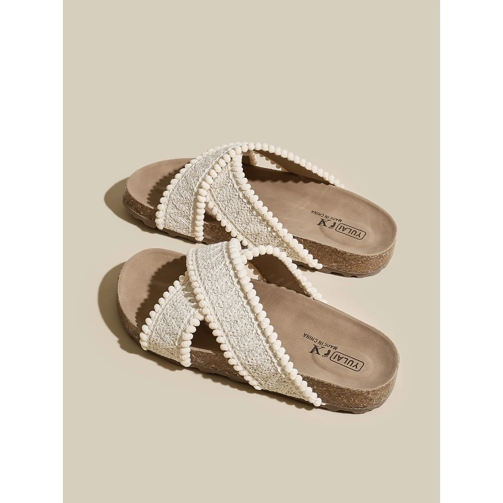 勃肯拖鞋女夏外穿2025年新款厚底交叉带沙滩度假软底一字拖凉拖鞋