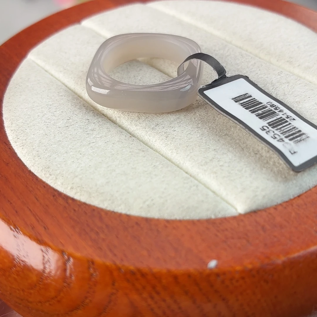 和田玉未镶嵌戒指r29藕粉方圆17.2